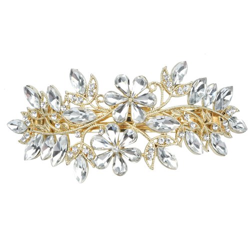 Vintage Sparkly Crystal Hair Barrettes and Clips, Wedding Bridal Bling Rhinestone Hair Pins, Elegant Ponytail Holder, Fashion Headwear Accessories for Women Girls