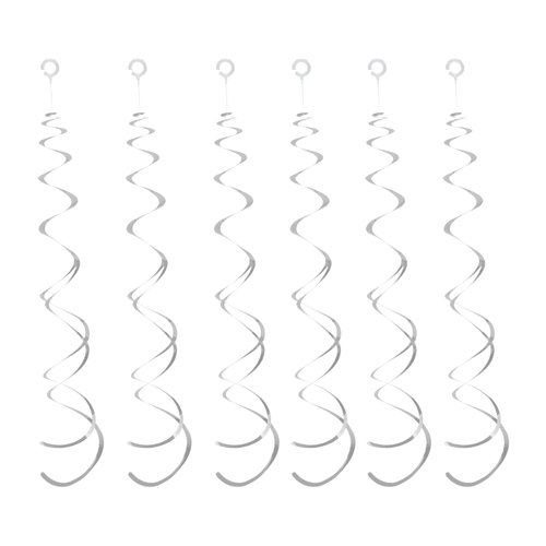 30 Pieces Silver Party Swirl Decorations Foil Swirl Hanging Decoration Plastic Streamer for Ceiling, Whirls Decorations for Birthday Wedding Anniversary Party Decorations