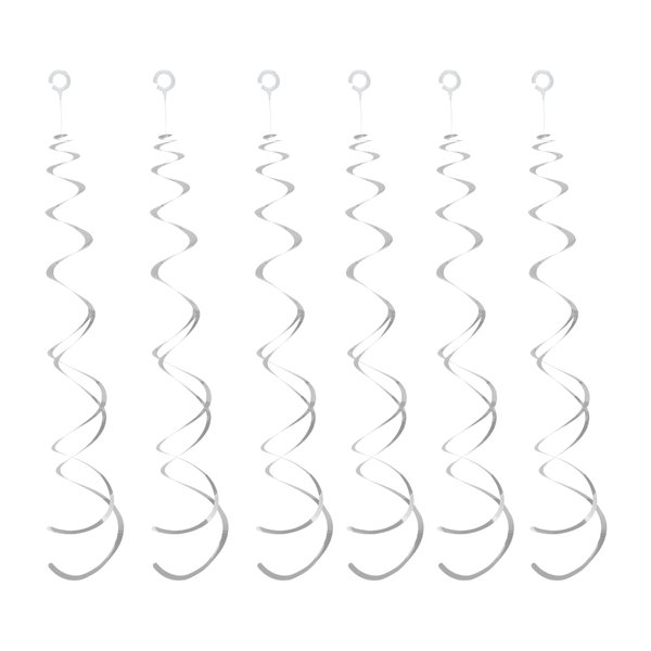 30 Pieces Silver Party Swirl Decorations Foil Swirl Hanging Decoration Plastic Streamer for Ceiling, Whirls Decorations for Birthday Wedding Anniversary Party Decorations