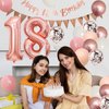 18th Birthday Decorations Retro Pink Rose Gold,18th Birthday Balloons,Happy 18th Birthday Banner with Cake Toppers Number 18 Balloons Confetti Balloons for Girls Women Birthday Party Decorations