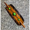 LEATHER HAIR BARRETTE…. CLIPPED CORNER PONYTAIL HOLDER…. HANDTOOLED HAIR CLIP…. PURPLE OR GREEN STONE ACCENT…BT 2320
