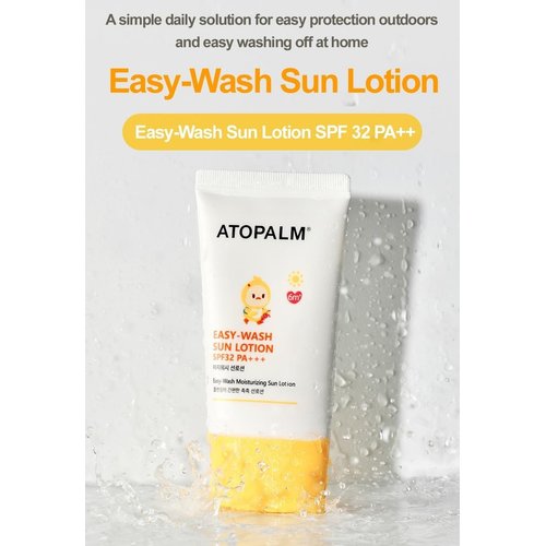 Easy-Wash Sun Lotion SPF32 PA+++ 60ml 2.0 fl oz, Non-Sticky Moisturizing Sun Lotion Easy To Wash Off, MLE Korean Mineral Sunscreen