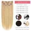 Loxxy Blonde Clip In Hair Extensions 18Inch Remy Human Hair Piano Light Golden Brown Mixed With Platinum Blonde Color Seamless Hair Extensions Clip in Super Soft Thin PU Weft 7PCS 110Gram P#12/60A
