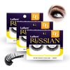 Laflare 3D False Eyelashes Russian Volume Strip Lashes | Fluffy, Wispy, Lightweight | Faux Mink Eyelashes Extension D Curl Wispy Handmade Soft Reusable 3 Packs Value Combo. (FDD07X3C)