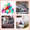 TIESOME Rainbow Cat Toy Balls, 20PCS Soft Cat Ball Colorful Cat Pom Pom Balls Kitten Puff Balls Indoor Cats Interactive Play Ball Pet Training Ball for Cat Kittens Playing Exercising 1.2 inch