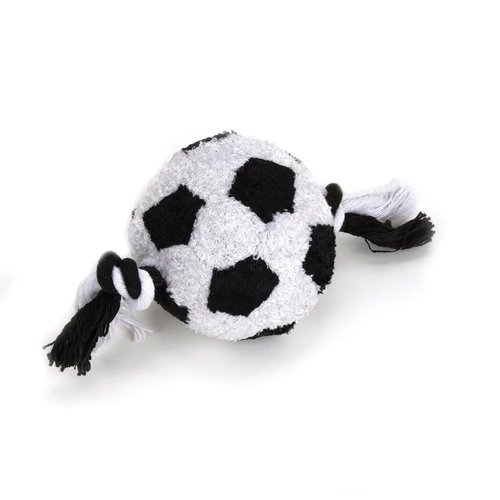 Plush and Rope 8" Dog Toy Sports Ball Squeaker Choose Your Favorite or Set of 4 (8 Inch Soccer Ball)