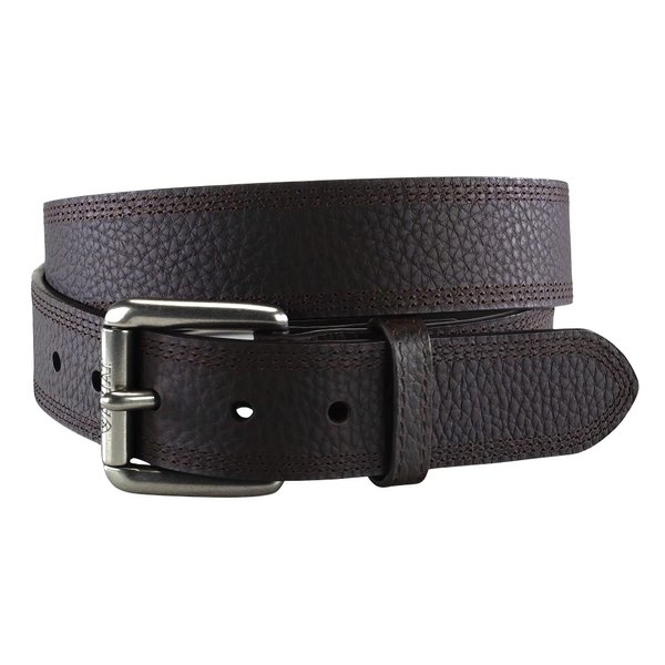 ARIAT Men's Triple Row Stitch Leather Work Belt with Removable Roller Buckle (Dark Brown, Size 36)