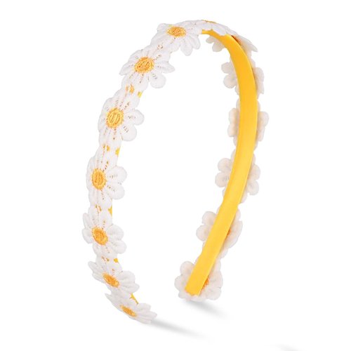 Styquenzer Daisy Headbands for Women, Yellow Embroidery Flower Hair Bands Daisy Flower Crown Headbands Cute Flowers Hair Accessories Sunflower Crown Hair Wreath for Spring Birthday Party Supplies