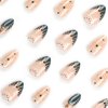 Short Almond Press on Nails Star Fake Nails French Tip False Nails with Designs Glue on Nails Artificial Acrylic Nails for Women Manicure Art 24 Pcs