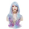 Rugelyss Rainbow Colorful Wigs for Women 26 Inches Long Wavy Fashion Synthetic Full Head Hair Wig with Bangs for Cosplay or Party