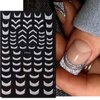 Silver Glitter Nail Art Stickers 3D French Tip Self-Adhesive Line Stripe Nail Decals Heart Star Butterfly Designs Nail Sticker for Nail Art Supplies Decoration for Women 8 Sheet