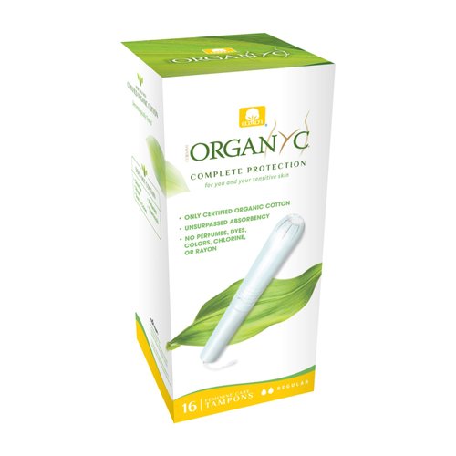 Organyc - 100% Certified Organic Cotton Tampons - Cardboard Applicator, Free from Chlorine, Perfumes, Rayon, and Chemicals, Regular Flow, 16 Count (Pack of 6).