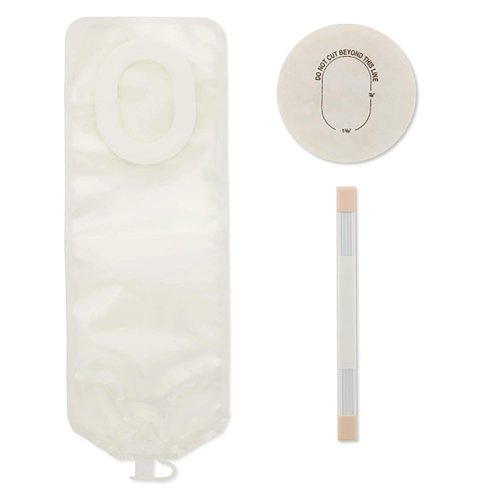 Pouchkins Colostomy Pouch One-Piece System 6 Inch Length 7/8 to 1-3/8 Inch Stoma Drainable Trim to Fit, 3778 - Pack of 15