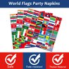 96Pcs International World Flags Party Supplies Country Flag Paper Plates Napkins Travel Trip Around the Globe Party Decorations World Flag Dinnerware Party Favor for Birthday Party Tableware Serves 24