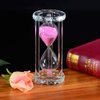 Crystal Hourglass 15/30/60 Minutes Sandglass Timers Kitchen Cooking Sand Clock Timer Home Office Christmas Birthday Present Gift Box Sand Glass (60 Minutes, Pink)