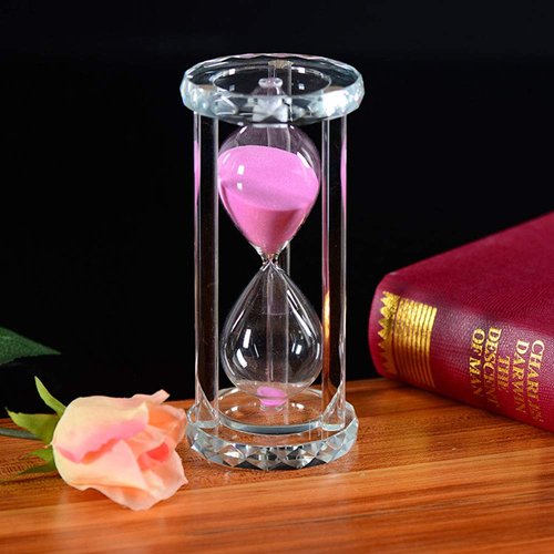 Crystal Hourglass 15/30/60 Minutes Sandglass Timers Kitchen Cooking Sand Clock Timer Home Office Christmas Birthday Present Gift Box Sand Glass (60 Minutes, Pink)