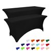 IVAPUPU 2 Pack 4FT Table Cloth for Rectangular Fitted Events Stretch Black Table Covers Washable Table Cover Spandex Spring Tablecloth Table Protector for Party, Wedding, Cocktail, Banquet, Festival