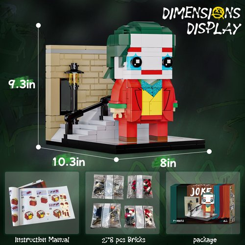 The Joke on Staircase Building Block Set, Arthur Figure Stand on Stairs Scenes Building Set, Home Decor for Desk and Bookshelf, Birthday Gifts for Fans