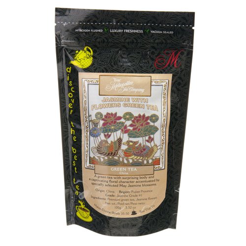 Metropolitan Tea Discovery Loose Tea Pack, Jasmine with Flowers Green Tea, 100gm