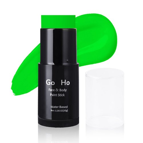 Go Ho Light Green Face Body Paint Stick,Water Based Washable Green Face Paint Stick,Non-toxic Full-coverage Cream Green Body Paint for Halloween Cosplay SFX Makeup,St Patricks Day Accessories