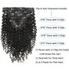 Caliee 3B 3C Curly Clip in Hair Extensions 22Inch Natural Black 1B Jerry Curly Human Hair Extensions Full Head 8A Thick End Hair Extensions JC Clip Ins 120G 7Pcs with 17Clips/Set