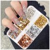 6 Grids Metallic Nail Art Foil Flakes,Gold Nail Glitter Flakes Holographic Nail Glitter Sequins 3D Sparkly Aluminum Foil Flake Gold Silver Nail Foil Glitter Flakes Nail Art Supplies for Women Girls