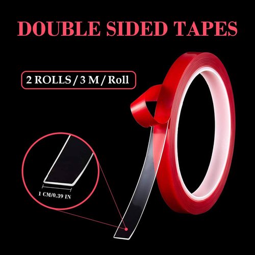 NOVAL Double Sided Tape 2 Rolls Press on Nails Adhesive Strong Sticky Mounting Tapes for Press on Nail Packaging