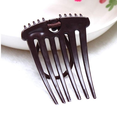 4Pcs Ponytail Bump it UP Volume Inserts Combs Fluffy Hair Comb Hair Styling Tool with Elastic Rubber Band (2 Black+2 Coffee)