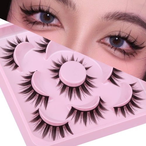 Cosplay Eyelashes Doll Anime Lashes Mink Japanese Spiky Manga Natural False Eyelashes Wispy Long ...