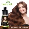 Herbishh Hair Color Shampoo for Gray Hair – Magic Colors Hair in Minutes–Long Lasting–500 Ml–3-In-1 Hair Color–Ammonia-Free | (Light Brown)