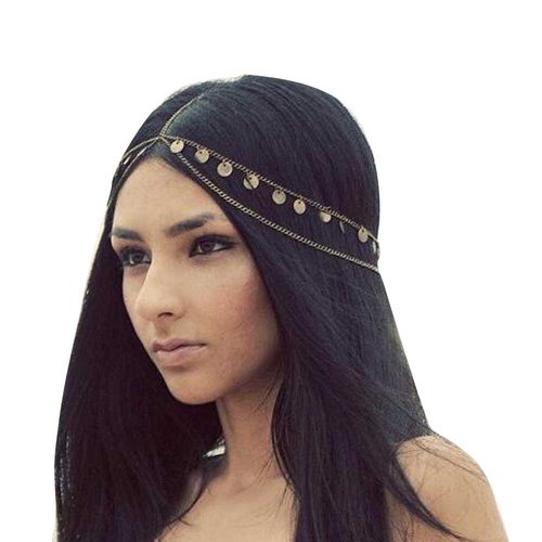 Missgrace Women Bohemian Gold Head Chain Headband Bridal Head Chain Wedding Headpiece Hair Jewelry Accessories for Bridal Hair Accessories