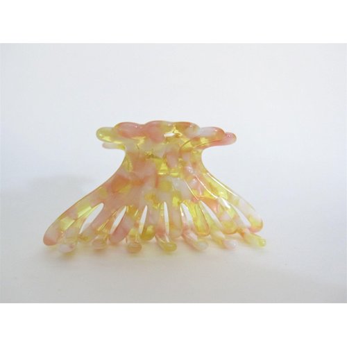 Generic Golden yellow, pink, white clear marbled hair claw clip medium fine hair