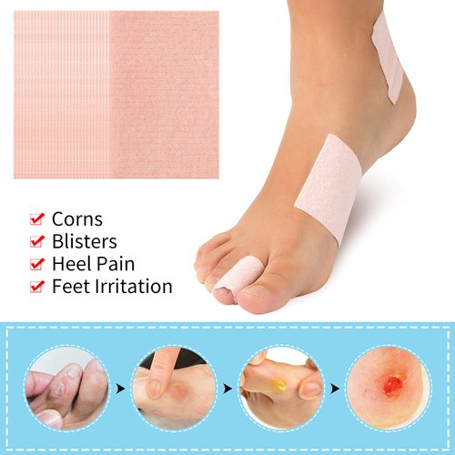 Precut Moleskin for Blisters, 30 Packs Adhesive Tape Patches for Friction on Feet, Toes, Hands, Shoes, Hiking, Heel Protection Pad Sheet, Pink