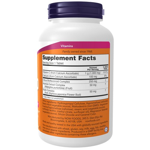 NOW Supplements, Vitamin C-1000 Complex with 250 mg of Bioflavonoids, Buffered, Antioxidant Protection*, 180 Tablets