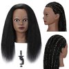 SOPHIRE 16" 100% Real Hair Mannequin Head with stand, Hairdresser Cosmetology Mannequin Manikin Training Practice Doll Head for Braiding Hairstyling - Black