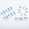 Medium Press on Nails Almond Shaped Fake Nails Blue French Tips Acrylic Nails Summer False Nails with the Sea and Starfish Designs Glue on Nails Full Cover Artificial Nails for Women and Girls 24PCS