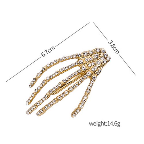 4Pcs Skeleton Hand Hair Clips Crystal Skeleton Hair Clips Punk Horror Halloween Hair Clips for Women Halloween Alligator Hair Clips Halloween Hair Accessories for Women Skeleton Accessories