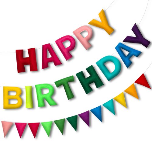 Happy Birthday Banner Rainbow Birthday Felt Garland Banner Colorful Pennant Flag Banners Rainbow ...