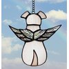 ZUAJITER Stained Glass Window Hanging Angel Dog Memorial Gifts for Loss of Dog Sympathy Gift Suncatcher, Passing Away Remembrance Memory Ornaments for Dog Lovers, Pet Bereavement Rainbow Wings