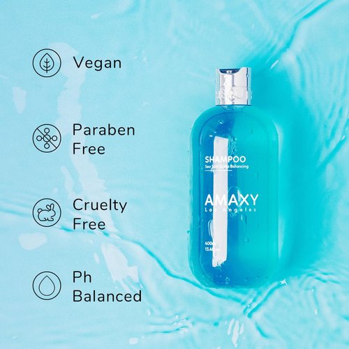 AMAXY Sea Salt Shampoo | Oily Control & Max Volume, Clarifying for Build Up, Dirt and Hard Water- Silicon & Paraben Free - for Oily Hair, Men and Women-13.4 fl oz