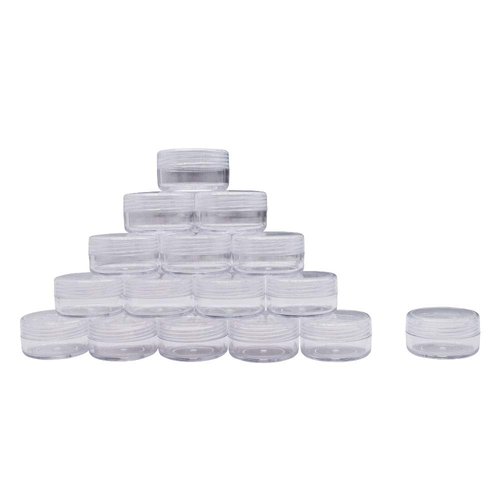 Healthcom 50 Pieces 10 Gram 10ml Empty Plastic Cosmetic Containers Clear Round Sample Pot Jar Screw Cap Lid for Nail Powder Lip Balm Eyeshadow Cream Lotions-BPA Free Travel Makeup Samples Storage
