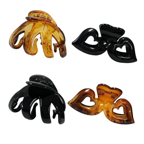 4 Pcs Medium Hair Claw Clips 3.5 Inch Non Slip Hair Strong Catch Plastic Barrettes 4 Color Jaw Hair Clamps Clip Up and Ponytail Hold Fashion Styling Accessories for Girls Women