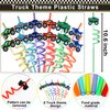 Monster Truck Party Favors Set 72 PCS Truck Theme Slap Bracelets Keychains Tattoo Stickers DIY Stickers Drinking Straws Party Gift Bags for Kids Boys Birthday Party Supplies