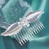 Yheakne Boho Crystal Leaf Hair Comb Silver Rhinestone Wedding Hair Comb Barrette Metal Leaf Comb Headpieces Decorative Head Comb Headwear Branch Leaf Hair Piece Bride Hair Accessories for Women and