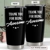 SANDJEST Thank You for Being Awesome Tumbler Gift Set - Birthday, Christmas, Appreciation Inspirational Gifts for Women, Men, Coworkers - 20oz Stainless Steel Insulated Coffee Travel Mug