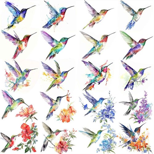 Dopetattoo 24 PCS Hummingbird Temporary Tattoos, Perfect for Decorations & Party Favors, Adult-Friendly, Party Supplies Decorations