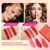 3PCS Blush Stick for Cheeks,Multi-use Solid Matte Makeup Stick Blush Cream for Cheek Eyes and Lips Tint,Moisturizing Tinted Cream Blush,Natural Blendable Cheek Blusher with 3 Makeup Sponges