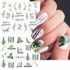 Leaf Nail Art Stickers Decals, 12 Sheets Cool Tropical Leaf Water Nail Decals Green Plant Leaves Nail Stickers Coconut Tree Leaves Fresh Design Nail Art Supplies for Summer Acrylic Nails Decorations