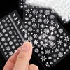 30 Sheets Christmas Nail Art Stickers Decals 3D Self-Adhesive Snowflake Nail Stickers White Snowmen Santa Claus Elk Nail Supplies New Year DIY Nail Decals