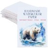 Thick Handmade Watercolor Paper with Deckled Edge A5-5.25x8.25-500GSM, Premium White Cold-Pressed Textured Mixed Media Paper Made with Recycled Cotton - 15 Loose Leaf Sheets